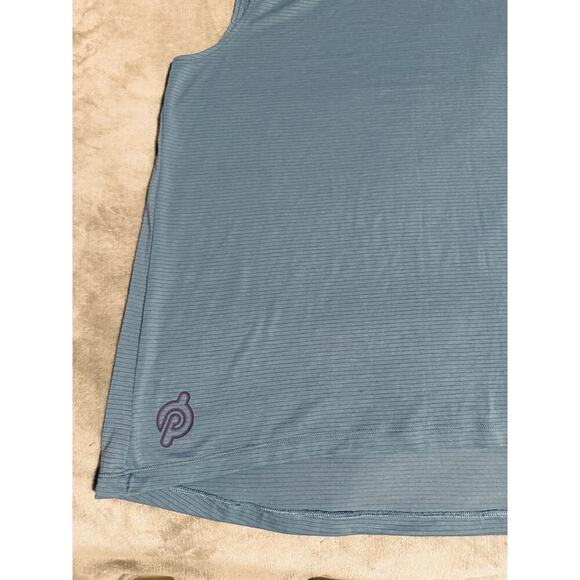 Peloton Size XL Women Athletic Tank Top Thin Striped Blue Sleeveless Smocked - Picture 5 of 7
